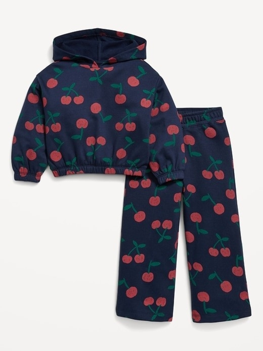 Old Navy Girls Navy Cherry Print Hoodie & Pants Set Cotton Blend 2 T